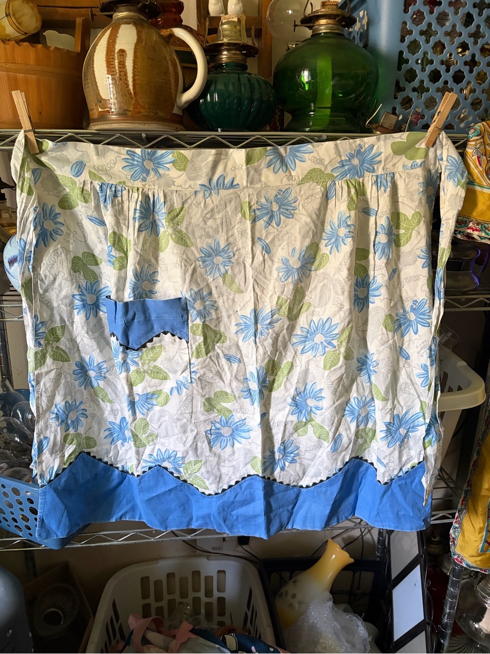 Vintage Floral Blue and White Tie-Waist Skirt